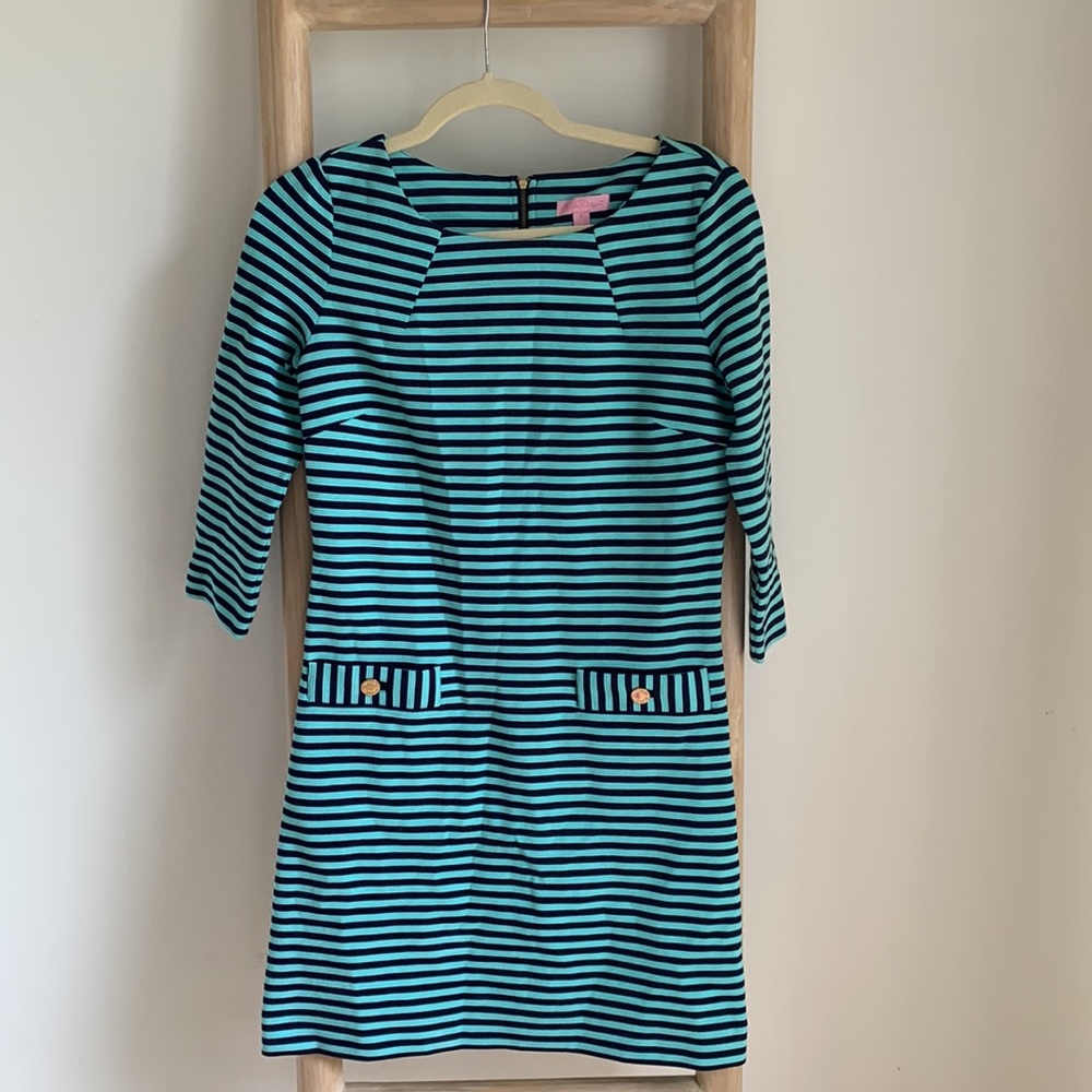Lilly Pulitzer Charlene Dress Tropez Blue Stripe S
